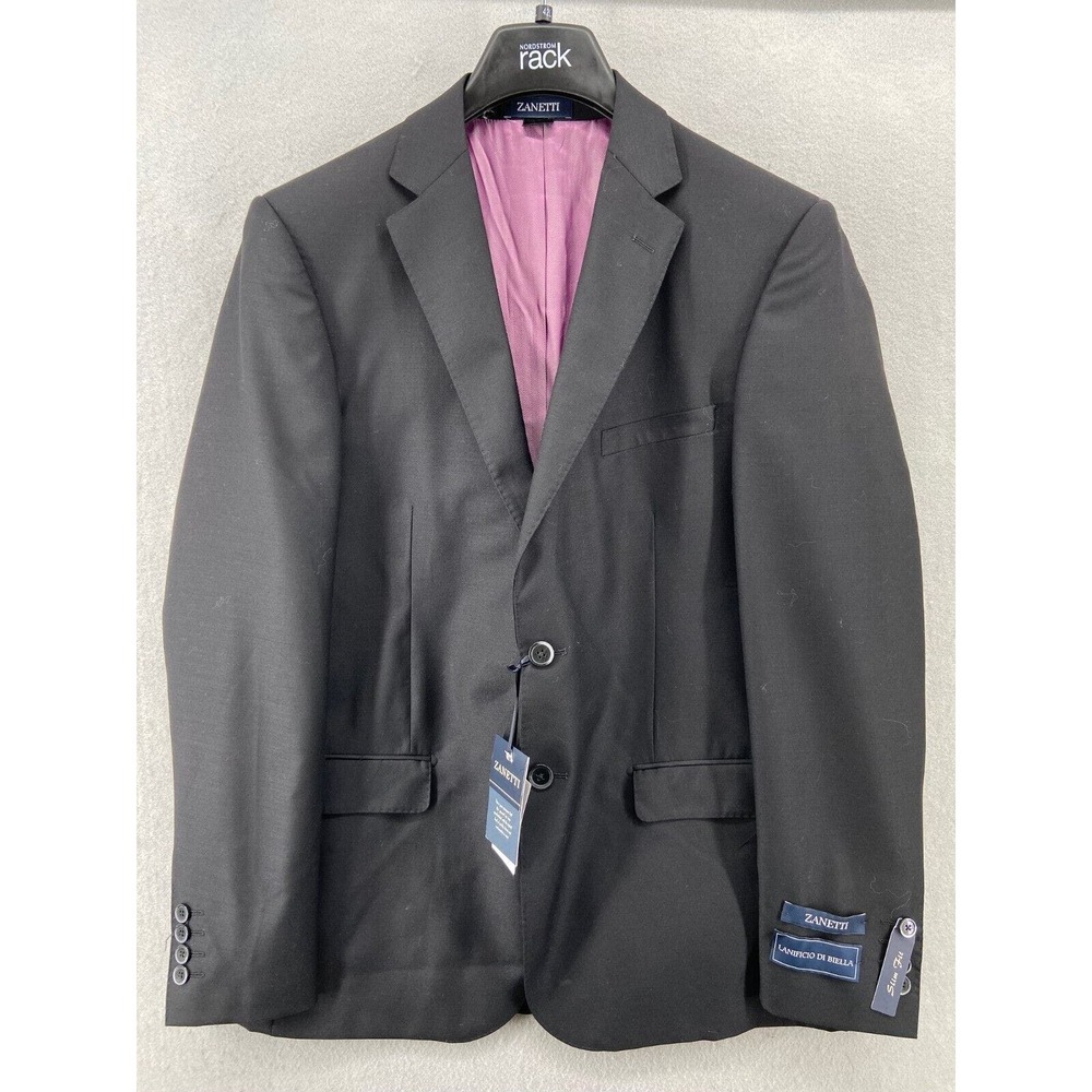 Zanetti Blazer Mens 44R Gray Wool Slim Fit Lined Pockets Lanificio Di Biella